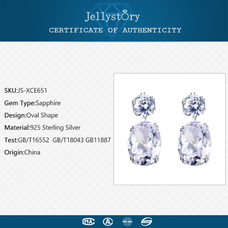 Jellystory 925 серебряные серьги с овальной формы драгоценные камни-сапфиры классические Висячие серьги для женщин Свадебные подарки ювелирные изделия