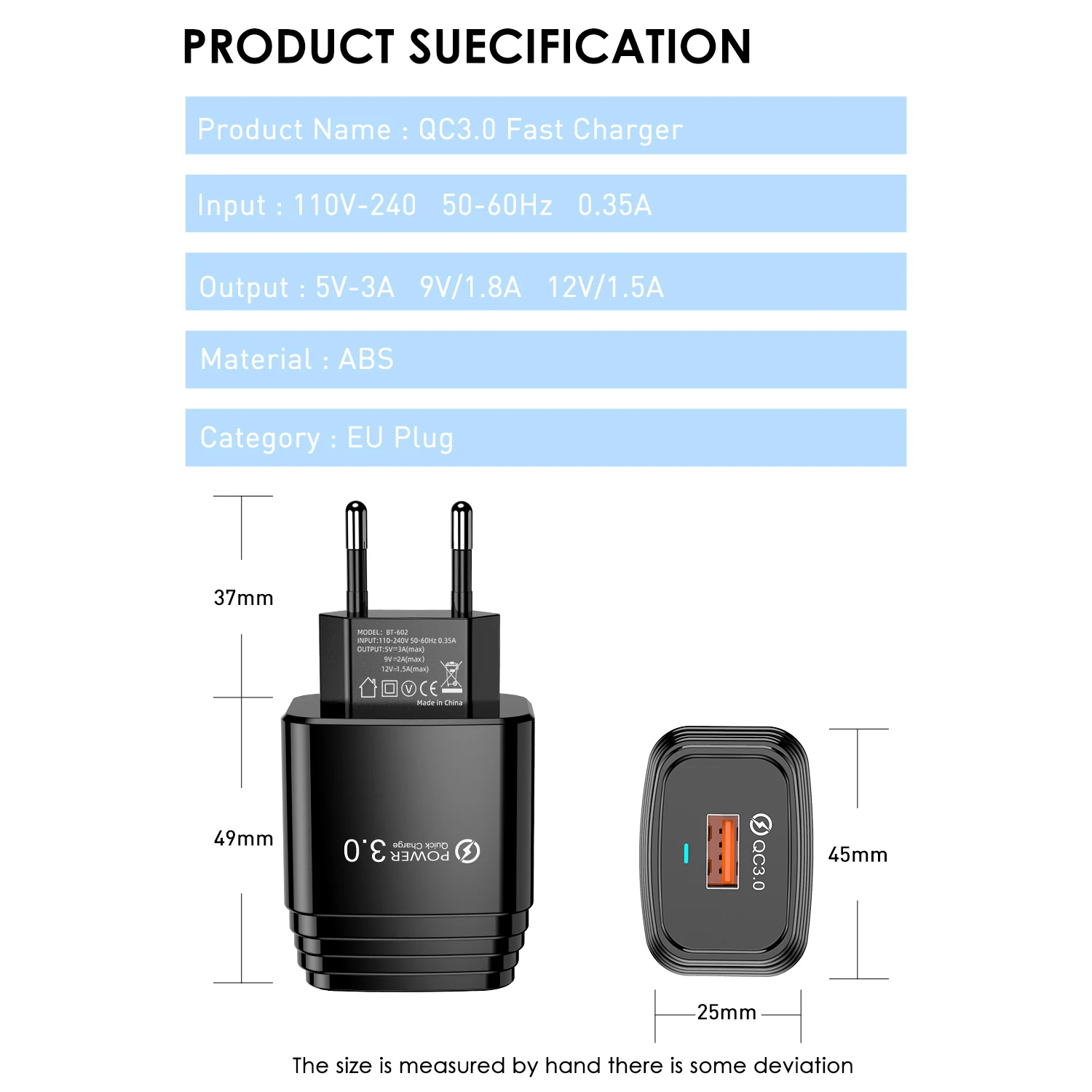 Быстрое зарядное устройство USB GTWIN 3A для iPhone samsung huawei Quick Charge 3,0 EU US Plug для мобильных телефонов QC 3,0 быстрое настенное зарядное устройство
