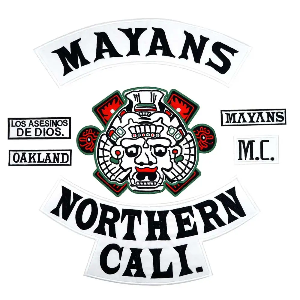 

MAYANS NORTHERN CALI backing Embroidered Sewing Label punk biker Patches Clothes Stickers Apparel Accessories Badge