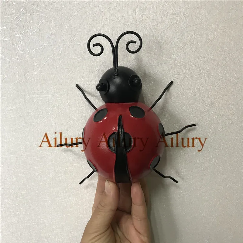 1 pc 16cm Подвеска в виде божьей коровки, настенные подвески, украшение для стен, трехмерное кованое железо, металлическая креативная стена для гостиной, детского сада - Цвет: 1 pc 16cm