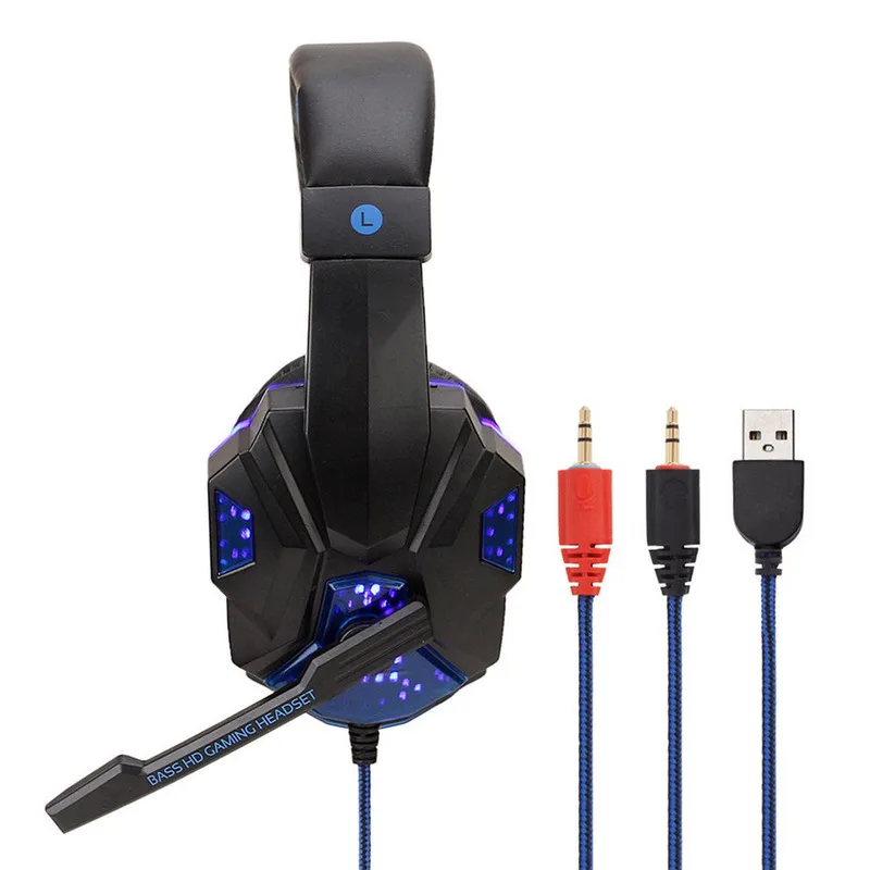 

3.5mm Plug Adjustable Wired Computer Headset 830MV Luminous 3D Subwoofer Stereo Surround Pc Microphone Gaming Headset