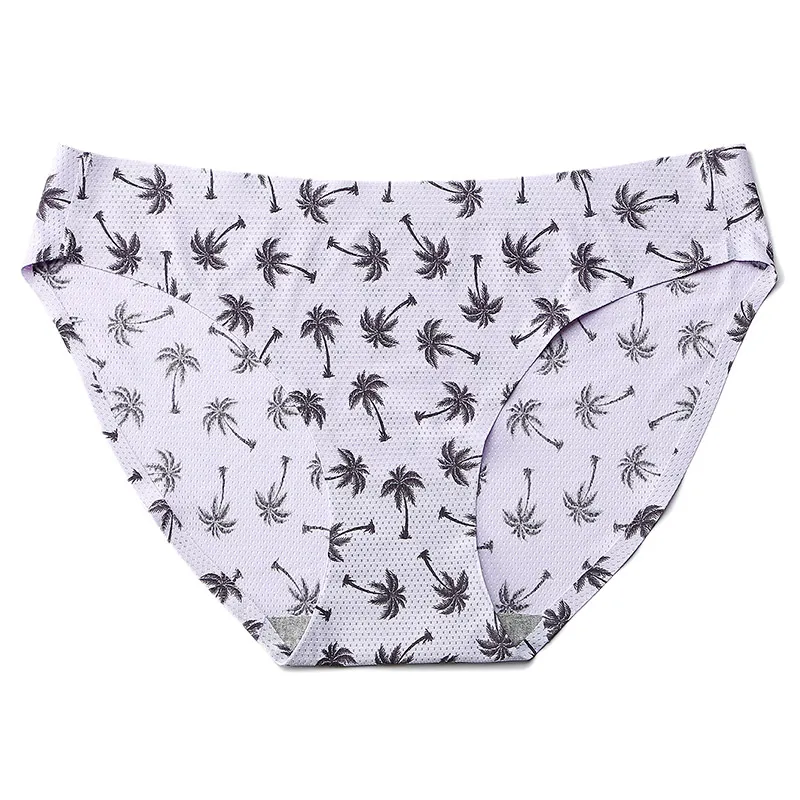 Print Seamless Panties Women Underwear Ice Silk Sexy Briefs Low-Rise Full Back Lingerie Female XS-L US Size Large 17 colors - Цвет: Number 7