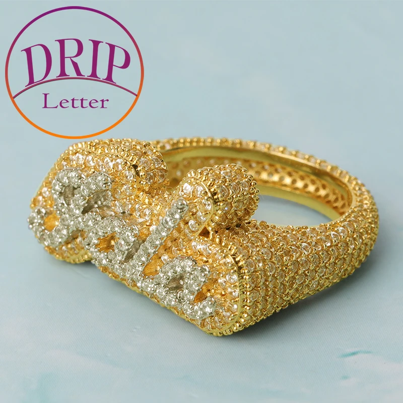 

Кольцо с именем на заказ, двухцветное очаровательное мужское украшение в стиле хип-хоп