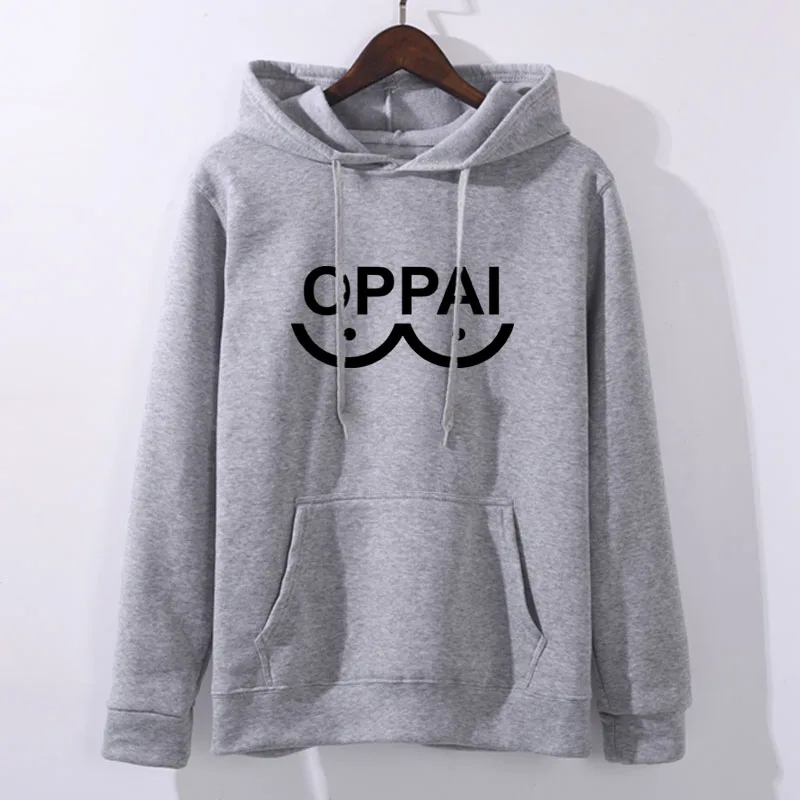 Light grey 1 Аниме One Punch man Saitama Толстовка Oppai толстовка с капюшоном Толстовка Косплей Костюм Новинка - Цвет: Light grey 1