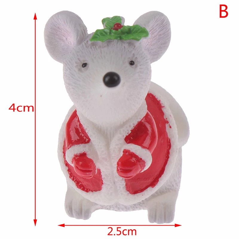 1 шт. подарок на год, Рождество, Снежная крыса, маленькая мышка, детская игрушка, украшение, маленькая статуэтка, статуэтка, орнамент, миниатюры - Цвет: B