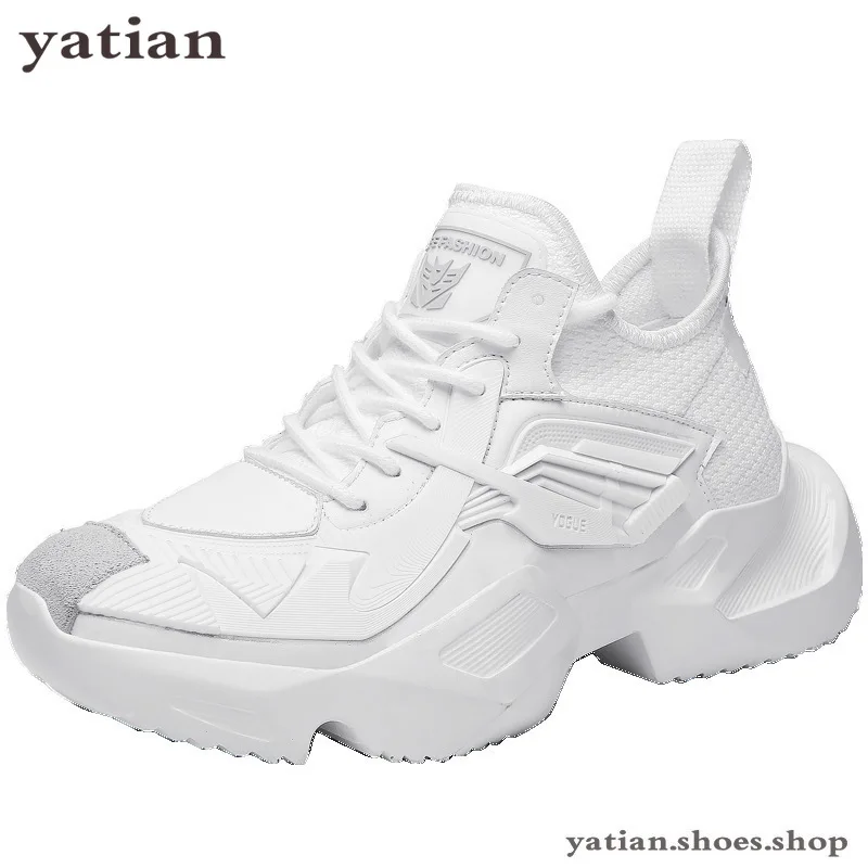 

2019 New Trendy Sneakers Men Upper Breathable Chunky Shoes Anti-Slip Vulcanized Shoes Zapatillas Hombre Black White AG-31