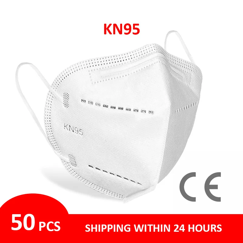 

50 Pcs KN95 Anti Pollution Breathing Facial Face Masks Filter N95 Dust Mask FFP2 FFP3 Reusable Protective Mouth Mask Respirator