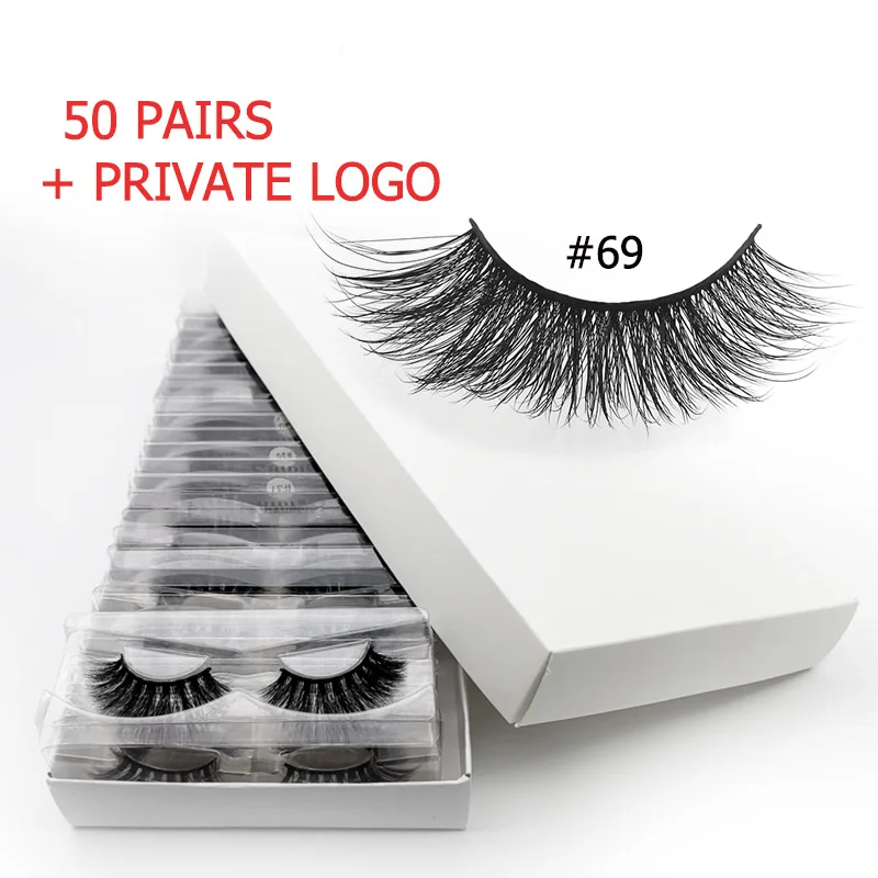 50pairs69WWITHLOGO 50 пар объемных ресниц норковые ресницы оптом ресницы Объемные 3d норковые ресницы натуральный макияж Накладные ресницы «maquiagem» - Цвет: 50pairs69WWITHLOGO