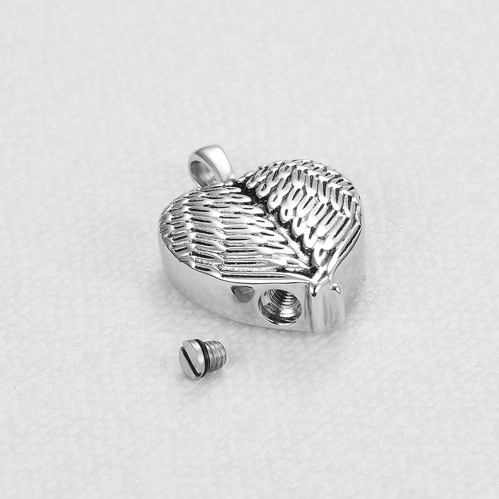 Funeral Angel Wings Cremation Jewelry for Ashes Urn Stainless Steel Pendant Necklace Drop shipping 2