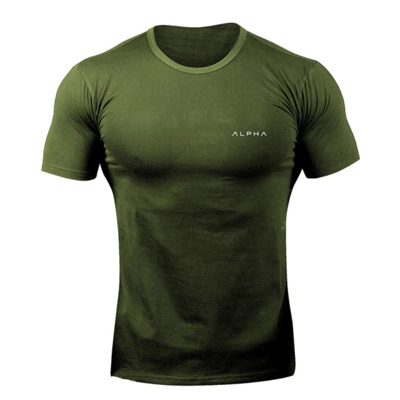 Green Small logo Новая брендовая одежда тренажерные залы Tight хлопковая Футболка Для мужчин s Фитнес футболка для мужчин Gyms футболка Для мужчин Фитнес летние футболки, топы - Цвет: Green Small logo