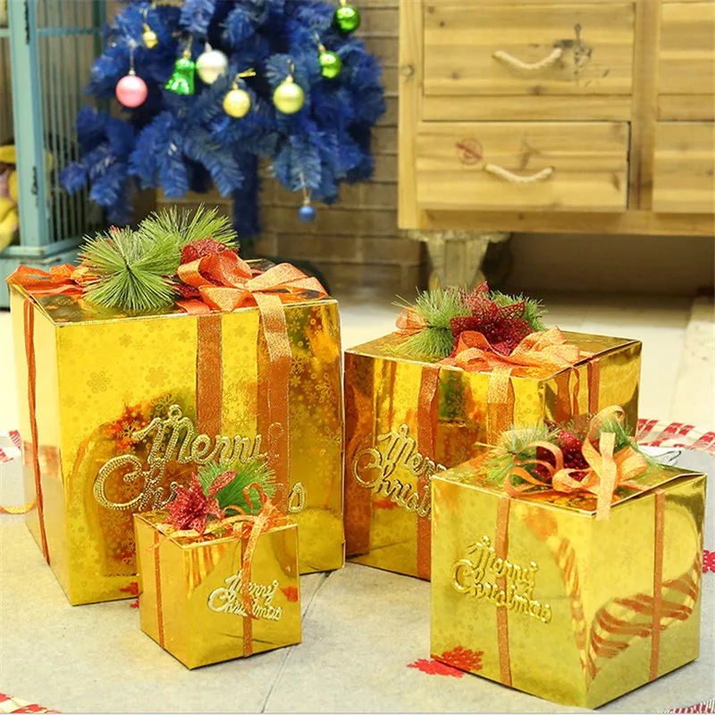 Рождественская Подарочная коробка большая подарочная упаковка коробки ленты ручки большие коробки рождественские складные подарочная упаковка Рождественский Декор Подарочный чехол