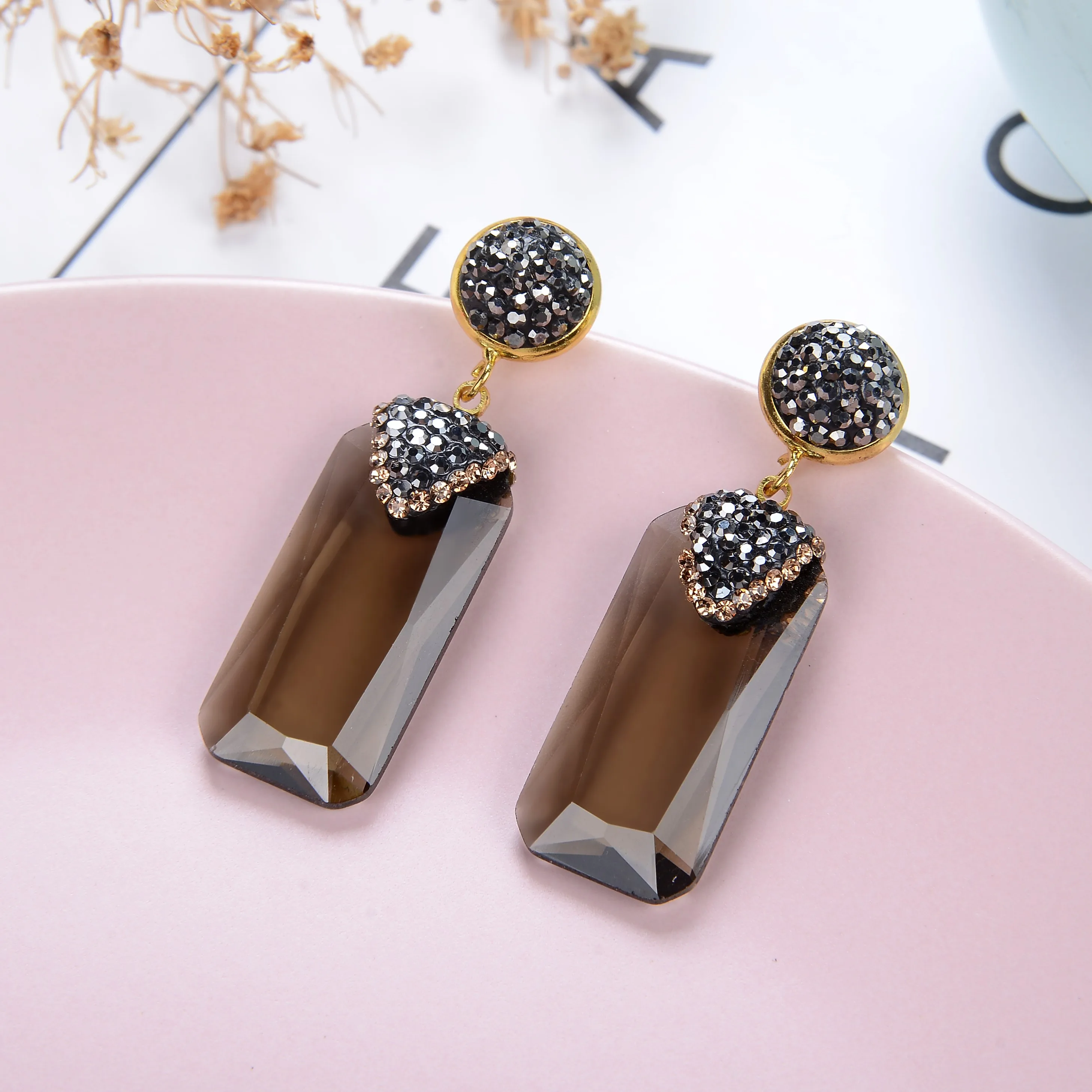 New Hot Black Rhinestone Dangle Drop Earrings 12 Color High Quality Square Fashion Crystal Earring For Women Jewelry Accessories - Image 4