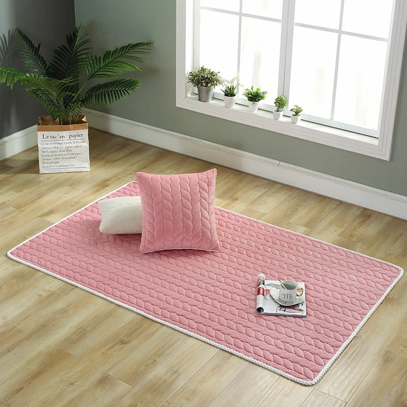 Explosion style home carpet solid color mat living room mat soft non-slip carpet children crawling mat summer sleeping rug