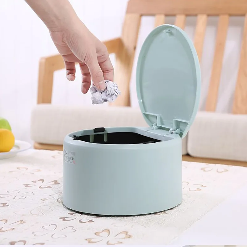 

Creative Desktop Push Bomb Cover Garbage Can Small Circle Thick Barrel-in-Garbage Storage Bucket Wholesale