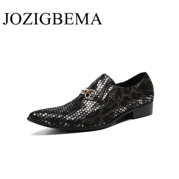 

New Spring Summer Men's Genuine Leather Dress Shoes Formal Business Oxfords Vintage Men Elegant Shoes Party Wedding Shoes Black