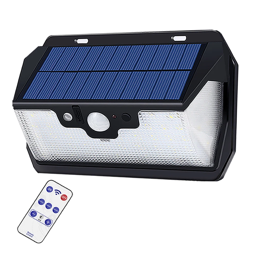 

55 Led-Solar-Garden-Light Wall-Lamp Remote-Control Outdoor Waterproof USB Rechargeable 3 side Lighting