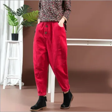 Осенне-зимние штаны женские свободные повседневные брюки в стиле ретро с эластичным поясом и карманами в винтажном стиле женские новые штаны для девочек Mori