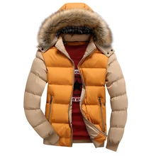 Big Fur Collar Male Yellow Outdoor Duck Down Jacket Thick Winter Jacket Full Sleeve Warm Coat Snow-outwear Oversize 3XL 4XL