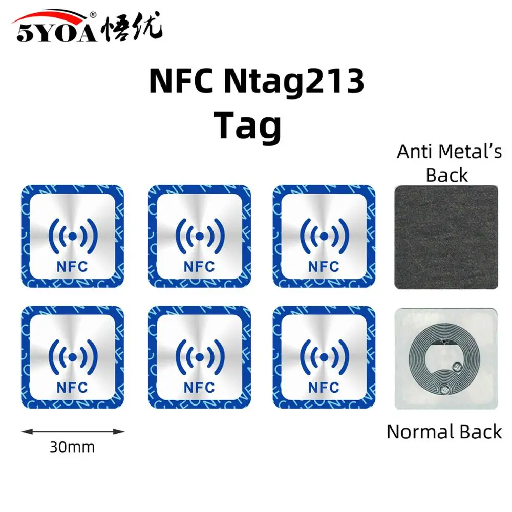 Метка NFC Ntag213 2 шт. металлическая наклейка для Huawei 13 56 МГц ISO14443A NTAG 213 металлические