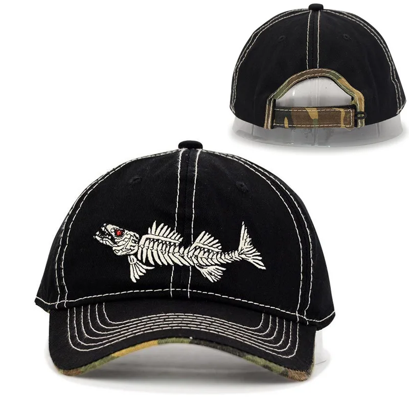 Baseball Hats Adjustable Fish Bone Embroidery 