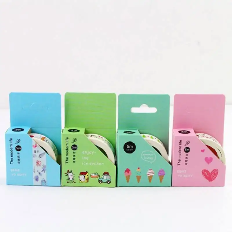 Fashion 15mmx5m Washi Masking Tape Cartoon Pattern Paper Masking Tapes DIY Planner Scrapbook Masking Washi Tape Decor S01