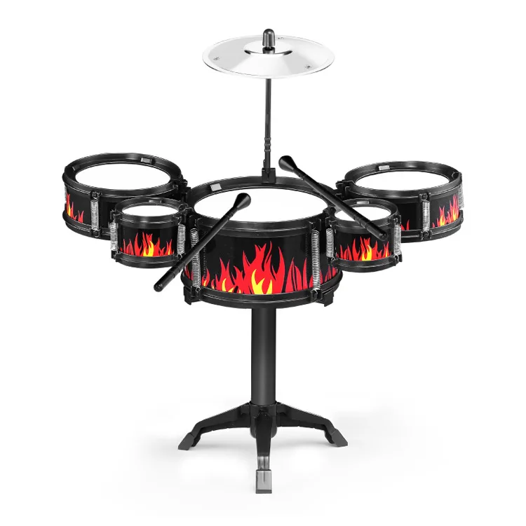 

Tons Treasure Model Drum Kit Toy Three Drum Jazz Drum Kids Percussion Instrument Toy Drum di tan Hot Selling