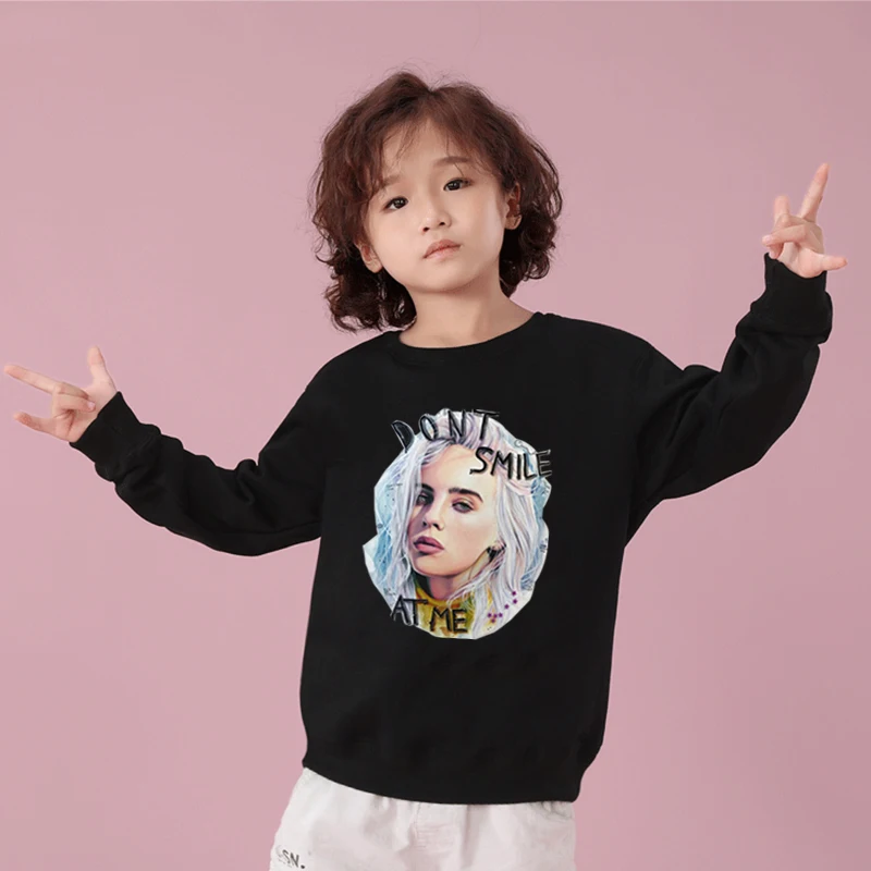 kids hoodies 17 Новинка; Детские футболки Billie Eilish; осенняя одежда с капюшоном; Детские свитшоты; толстовки с длинными рукавами для маленьких девочек; толстовки с капюшоном для девочек - Цвет: kids hoodies 17
