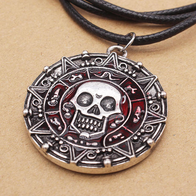 SKULL CIRCULAR DOUBLE SIDED NECKLACE