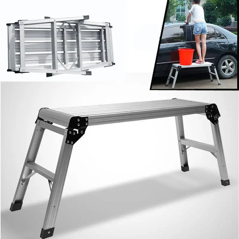 

Trapezoid Chair Outdoor Al Light Step Stools 150kg Step Ladders Washing Lightweight Car Chair Sliver Bath Shower Foot Stool