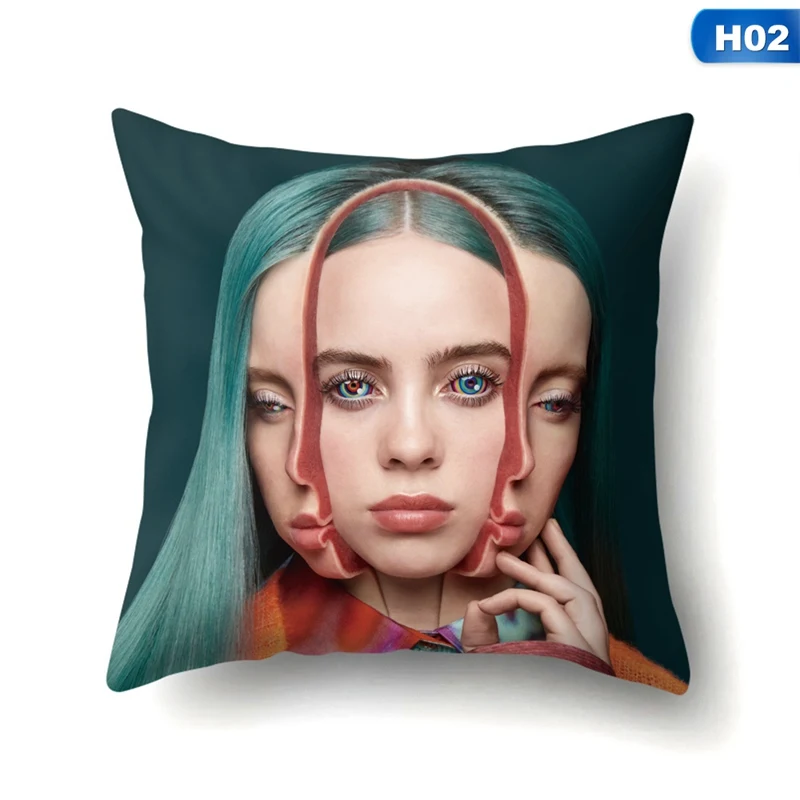 Наволочка из полиэстера с принтом Billie Eilish, декоративные подушки для дома, поп-певец Billie, чехол для подушки