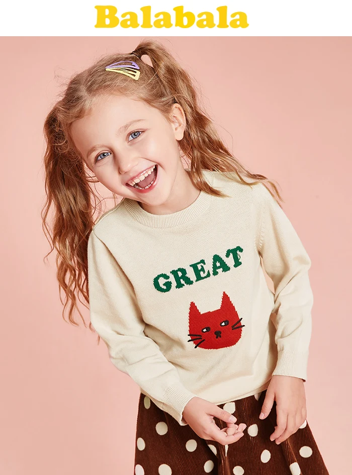 Balabala Children's clothing sweater girls new autumn cotton sweater children baby girl