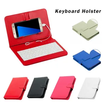 

General Wired Keyboard Flip Holster Case For Andriod Mobile Phone 4.2''-6.8'' Communication For Samsung Galaxy For Xiaomi
