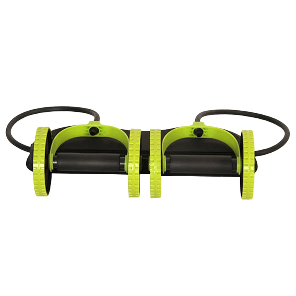 Double Wheels Ab Roller Pull Rope Abdominal Waist Slimming Exercise Equipment