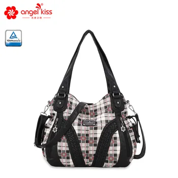 

Angel kiss Fashion British Style Washed PU Leather Tote Women Bags Hobos Handbag for Ladies Gift
