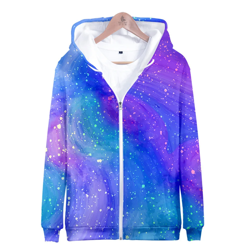 

2020 Gradient colour colour 3D Printed Zipper Hoodies Men/Women Fashion Long Sleeve Hooded Sweatshirt Streetwear Clothes