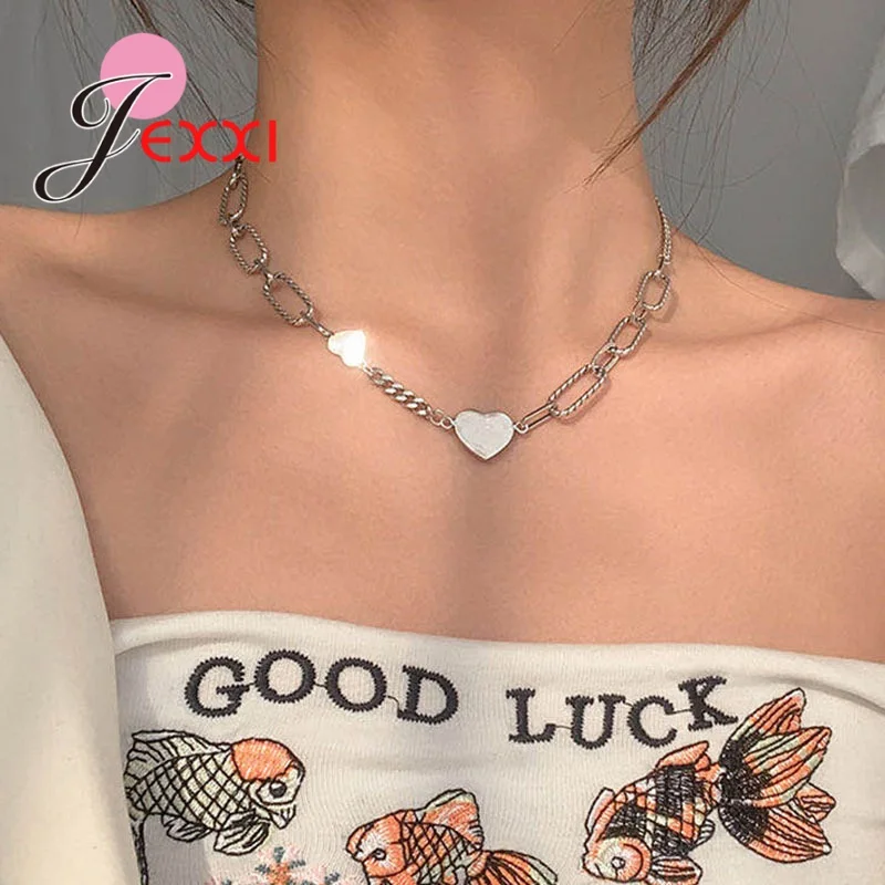 

Punk Style 925 Sterling Silver Thick Chain Necklaces For Women Hip Hop Exaggerated Collar Necklace Jeweley Gift