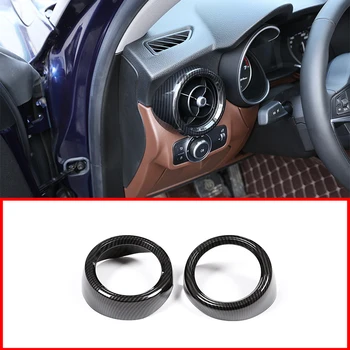 

2Pcs Carbon Fiber style Side Outlet Decorative Frame Trim for Alfa Romeo Stelvio 2017-2018 Car Accessories
