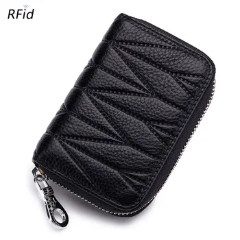 

RFID Genuine Leather Card Holder Wallet Ladies Credit Card Holder Wallet 12-bit Car Line Thread Style Women