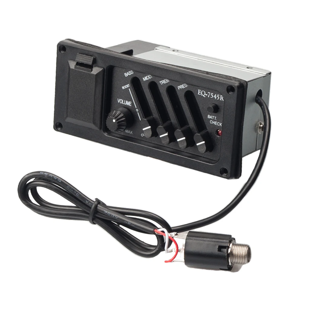 4-Band EQ Equalizer Guitar Piezo Pickup EQ-7545R Pre-Amp Folk Guitar Parts