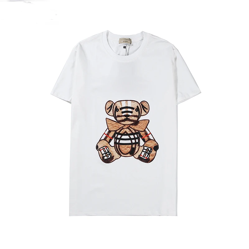 

2020 Summer Lady Female Tees Cartoon Embroidery Cotton Luxury High Quality O-neck Unisex Women T-shirts Fashion Femmes Men Tops