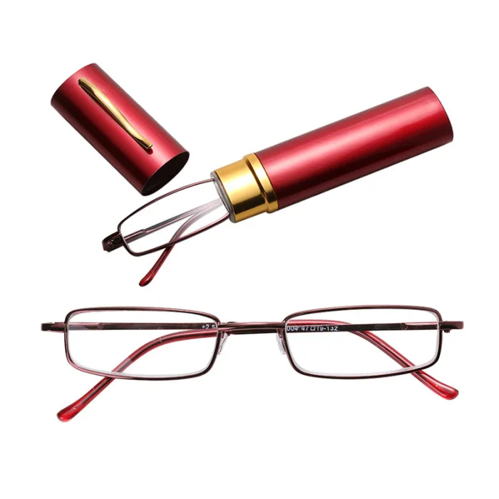 1 шт. очки для чтения в металлической оправе смолы с трубкой чехол мини портативный для женщин мужчин ретро деловые очки J9