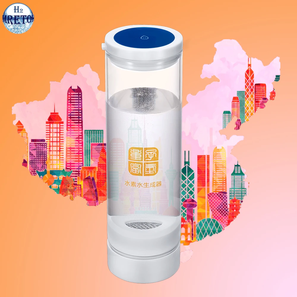 

USB Rechargeable Hydrogen Rich Water Generator Machine Anti-Aging ORP Alkaline DuPont Membrane Electrolysis H2 Ionizer 600ML