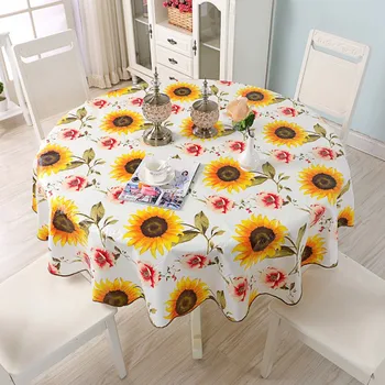 

New PVC Waterproof Tablecloth Pastoral Floral Printed Table Cloth Round Tablecloth Oilproof Home Table Cloth Dining Table Cover
