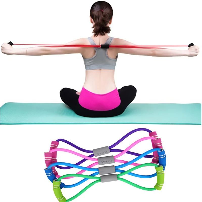 

2020 Hot Yoga Gum Fitness Resistance 8 Word Chest Expander Rope Workout Muscle Fitness Rubber Elastic Bands For Sports Exercise6