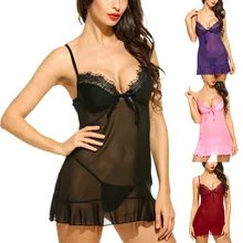 Сексуальные пижамы, женские кружевные комплекты нижнего белья, кружевное платье, комплект нижнего белья с Т-образной спинкой, сексуальный мягкий комплект ночного белья, Пижама для женщин Gh4