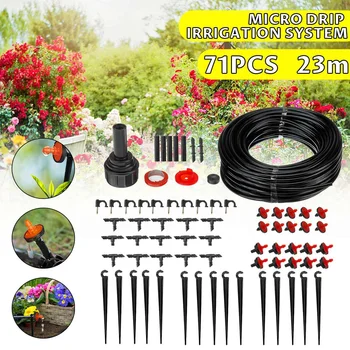 

23m Automatic Micro Drip Irrigation System 71pcs Garden Irrigation Spray Self Watering Kits with Adjustable Dripper Garden Hose