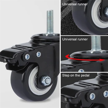 

4pcs 1.5 Inch Industrial Caster Screw Rod Brake Gold Drill Wheel Furniture Wheel Universal Wheel Furniture Caster Heavy Duty