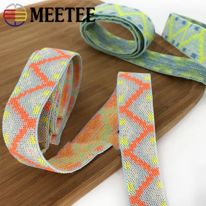 Meetee 3/10 м 2,5 см Толстая эластичная лента жаккардовые украшения резинка стрейч брюки юбка пояс DIY аксессуары для пошива одежды