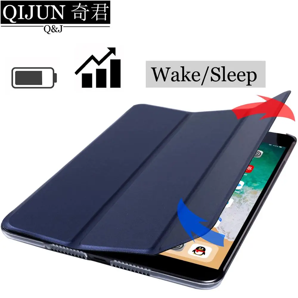 Tablet case for Apple ipad 9.7 2018 PU Leather Smart Sleep wake funda Trifold Stand Solid cover capa capa for ipad6 A1893 A1954