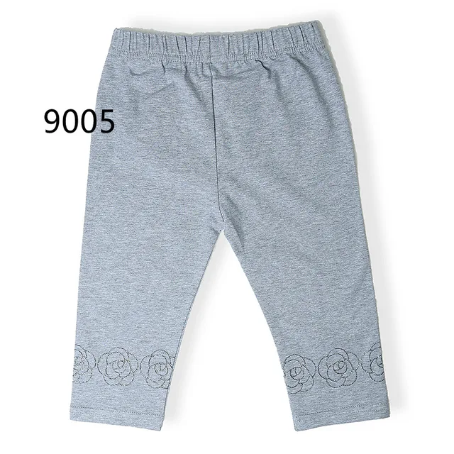 High Quality 2021 New Summer Girls Leggings Pants Lace Cotton Children Clothing Flower Girl Knee Pants 9005 Gray